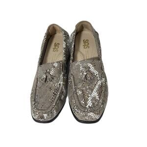 SAS Hope Loafers Moccasin Leather Shoes Women 9N Narrow Tassel Snakeskin